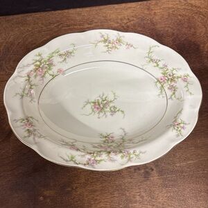 Theodore Haviland Elegant Pink Rosalinde  Floral Bone China Serving Bowl